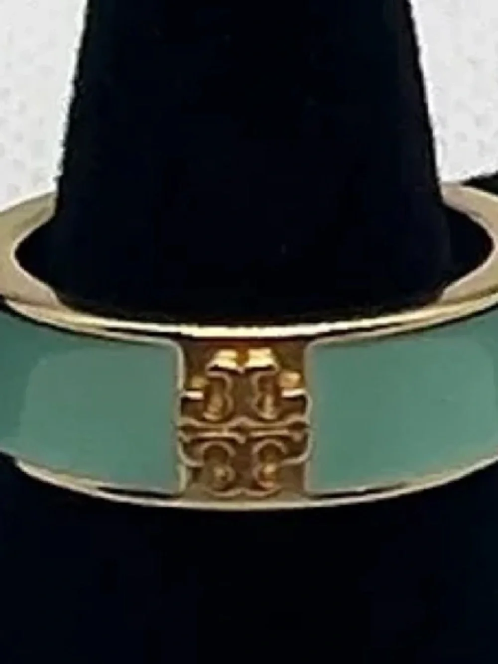 Tory Burch Gold Tone Ring with Tiffany Blue Enamel
